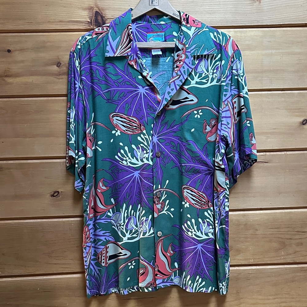 Joe Kealoha Hawaiian Fish Sea Underwater Coral Button Up Shirt  M